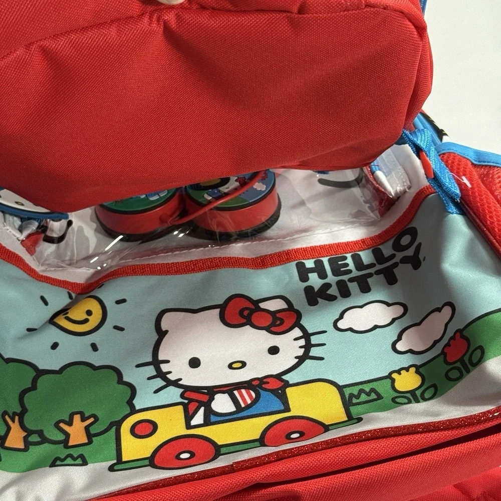 Hello Kitty 4 Piece‎ Backpack NWT Kids School Lunch Box Water Bottle Headphones